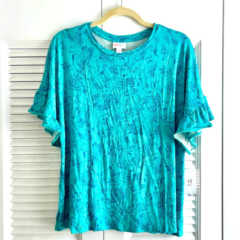 Lularoe Dahl Top Size L NWT Paisley Ruffle Sleeve
